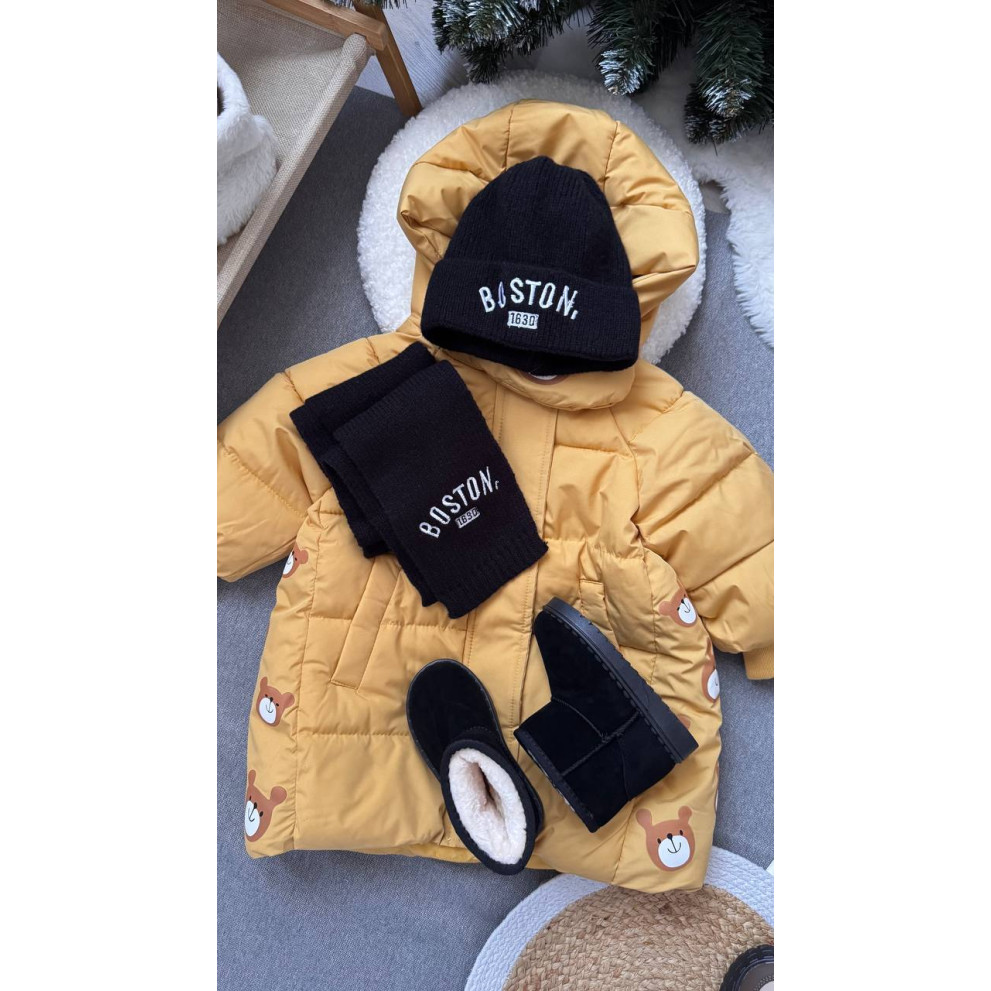 Комплект дитячий шапка і шарф Boston колір чорний 10940