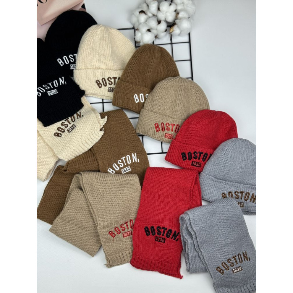 Комплект дитячий шапка і шарф Boston колір чорний 10940