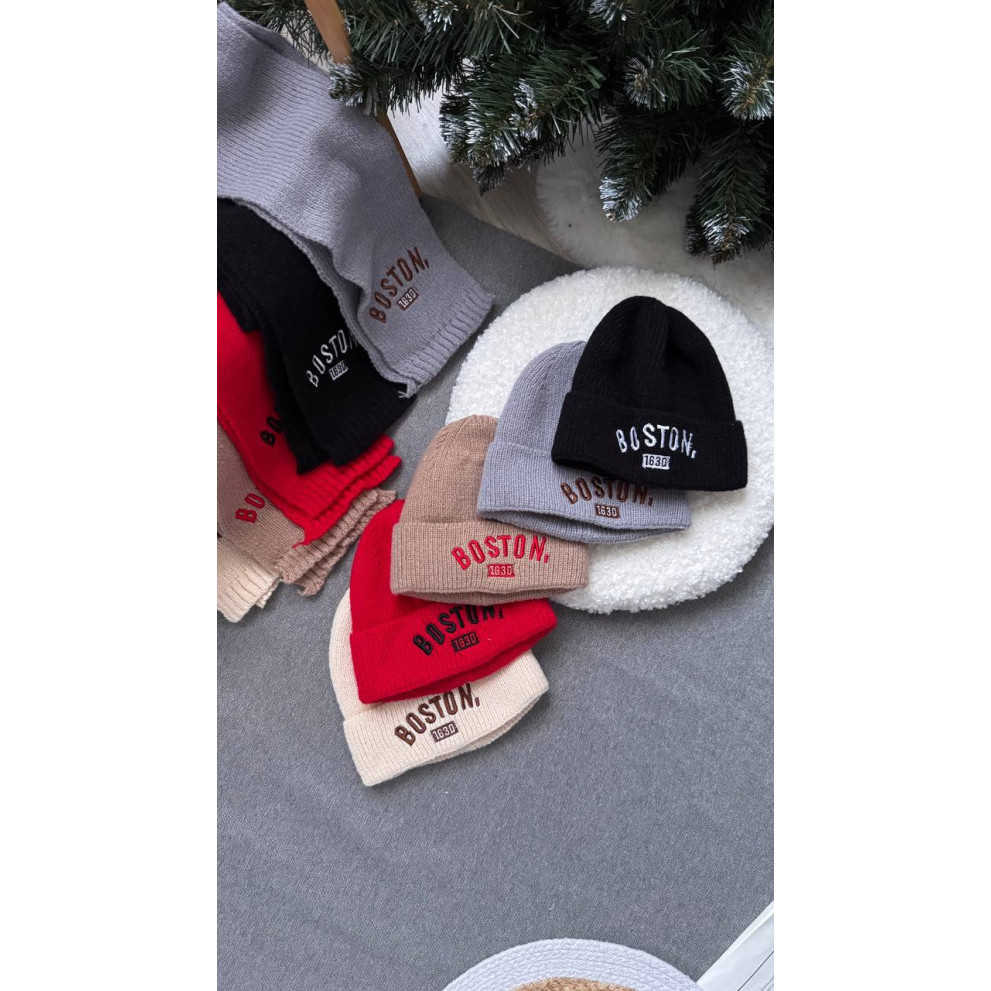 Комплект дитячий шапка і шарф Boston колір молочний 10942