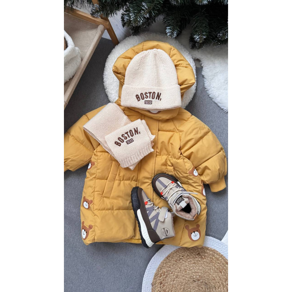 Комплект дитячий шапка і шарф Boston колір молочний 10942