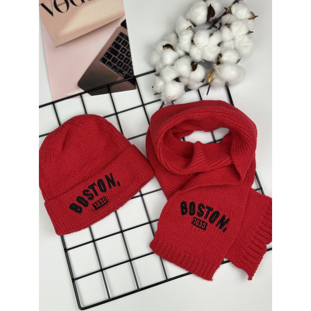 Комплект дитячий шапка і шарф Boston колір червоний 10943