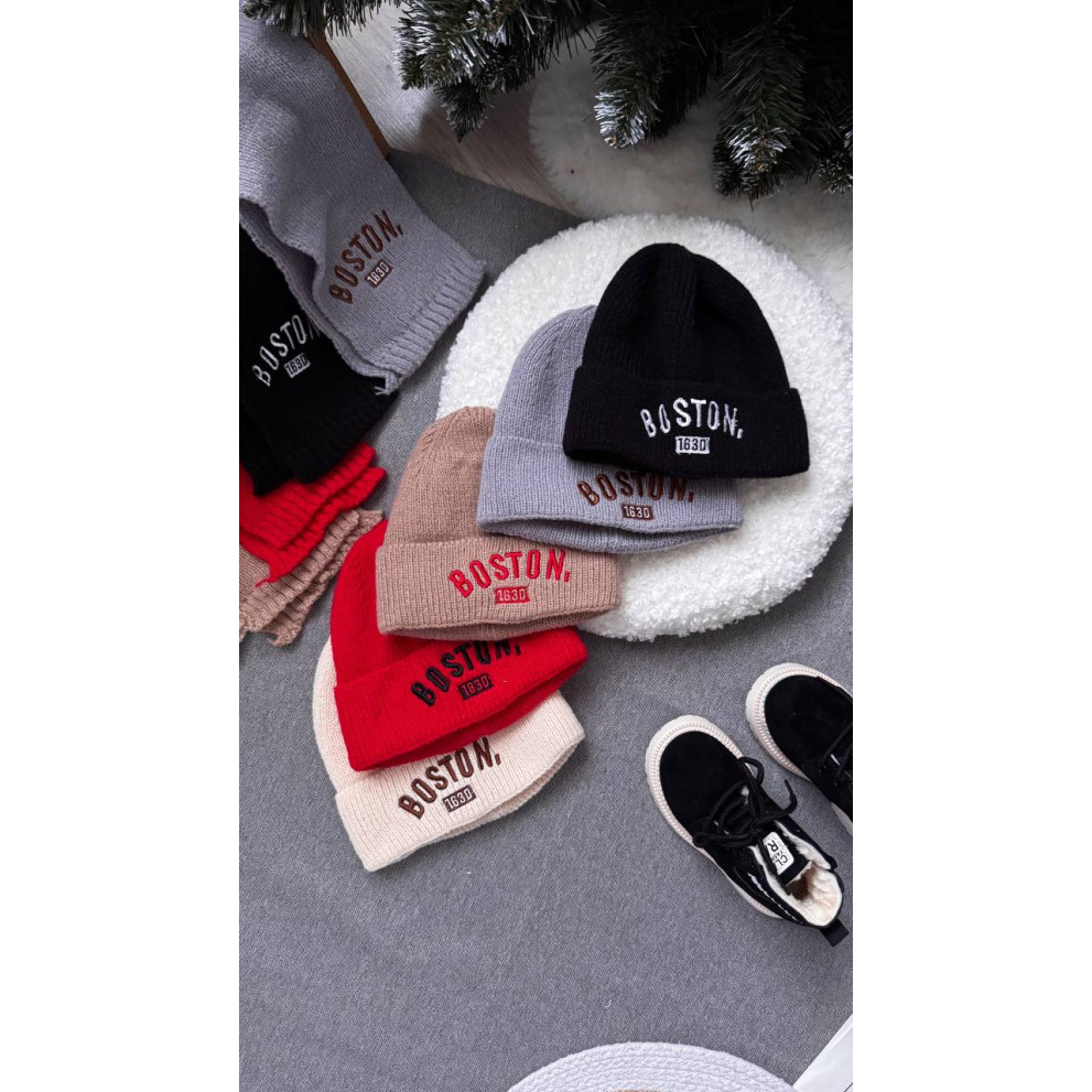 Комплект дитячий шапка і шарф Boston колір червоний 10943