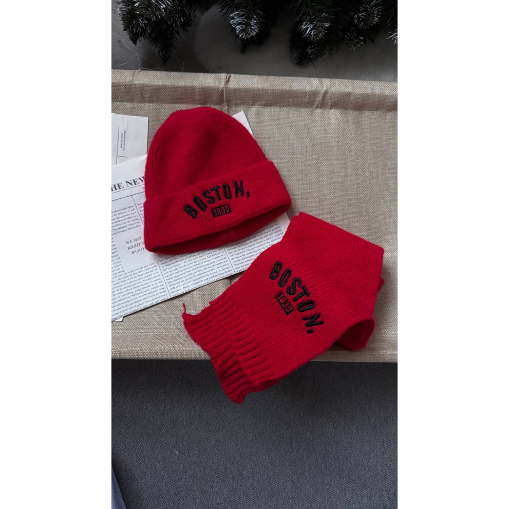 Комплект дитячий шапка і шарф Boston колір червоний 10943