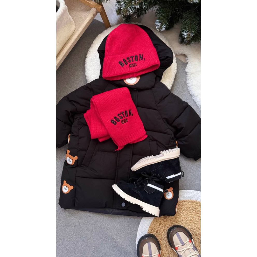 Комплект дитячий шапка і шарф Boston колір червоний 10943