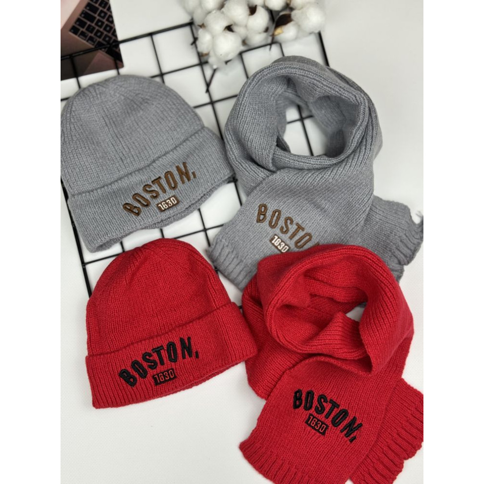 Комплект дитячий шапка і шарф Boston колір червоний 10943