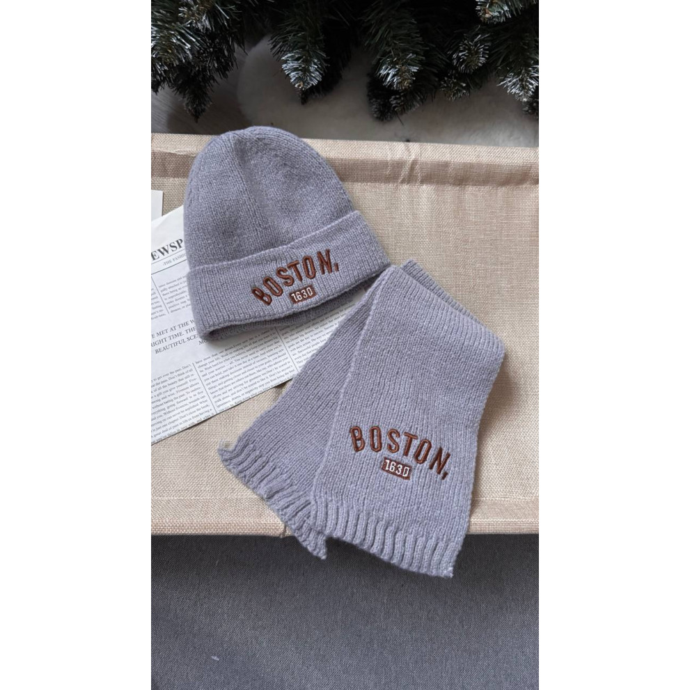 Комплект дитячий шапка і шарф Boston колір сірий 10945