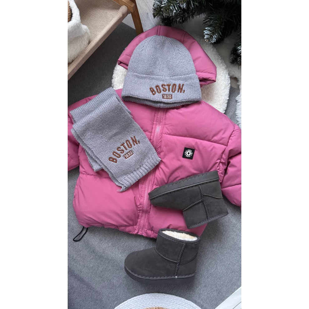 Комплект дитячий шапка і шарф Boston колір сірий 10945