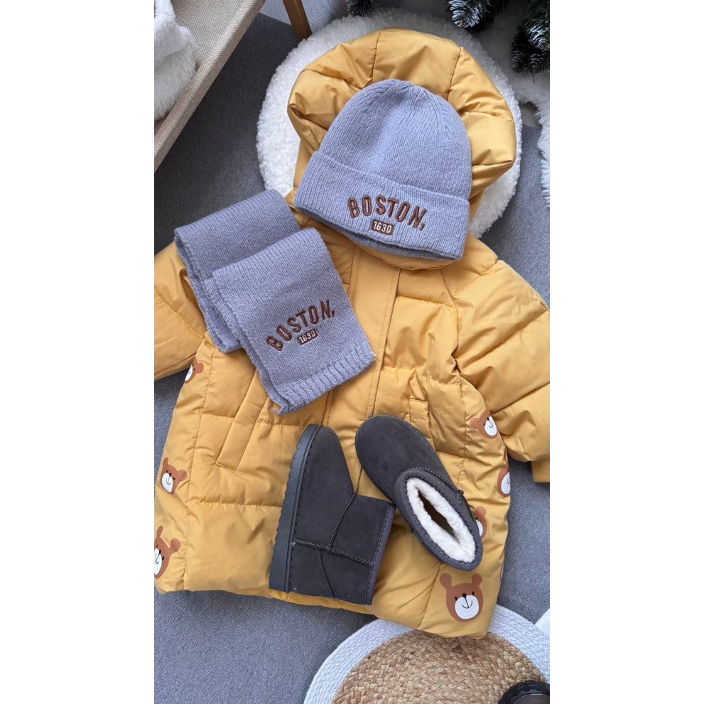 Комплект дитячий шапка і шарф Boston колір сірий 10945