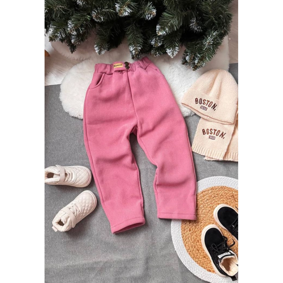 Штани утеплені вельветові для дівчинки колір рожевий 10952