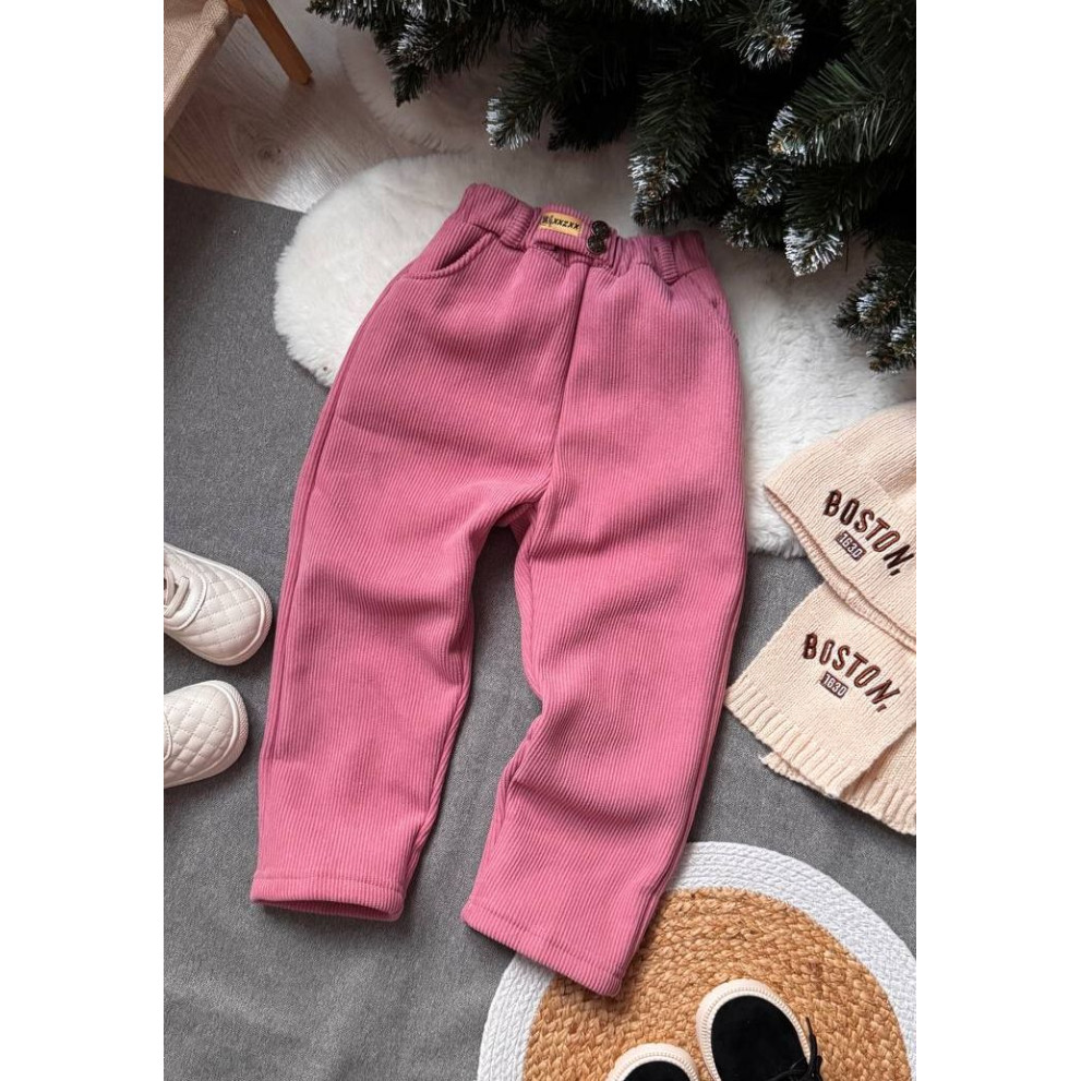 Штани утеплені вельветові для дівчинки колір рожевий 10952