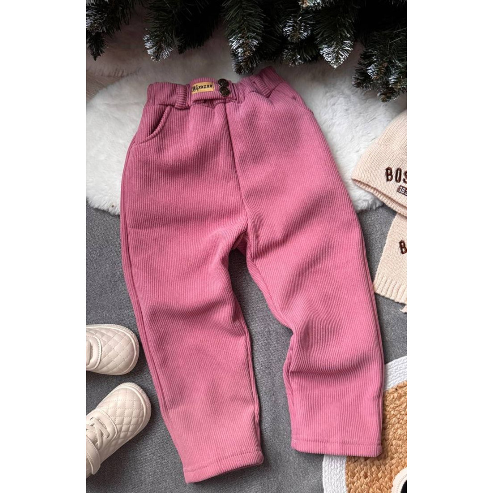 Штани утеплені вельветові для дівчинки колір рожевий 10952