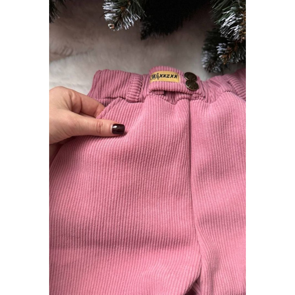 Штани утеплені вельветові для дівчинки колір рожевий 10952