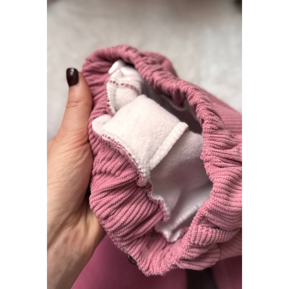 Штани утеплені вельветові для дівчинки колір рожевий 10952