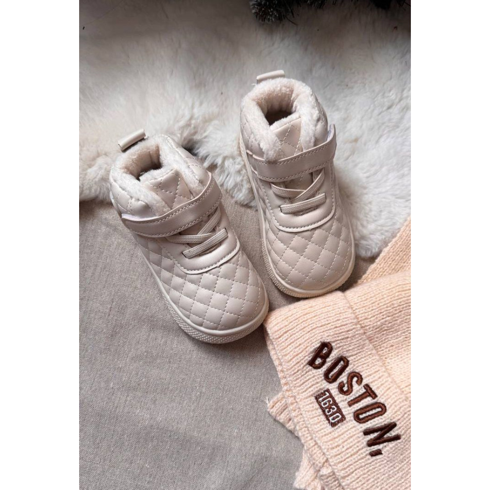 Дитячі черевики колір світлий молочний 10955