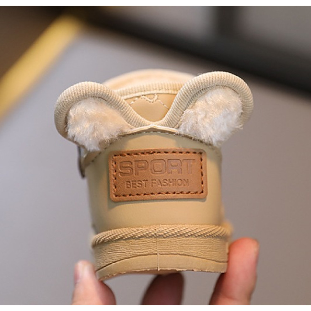 Зимові дитячі черевички з милими вушкам колір темний бежевий 10960