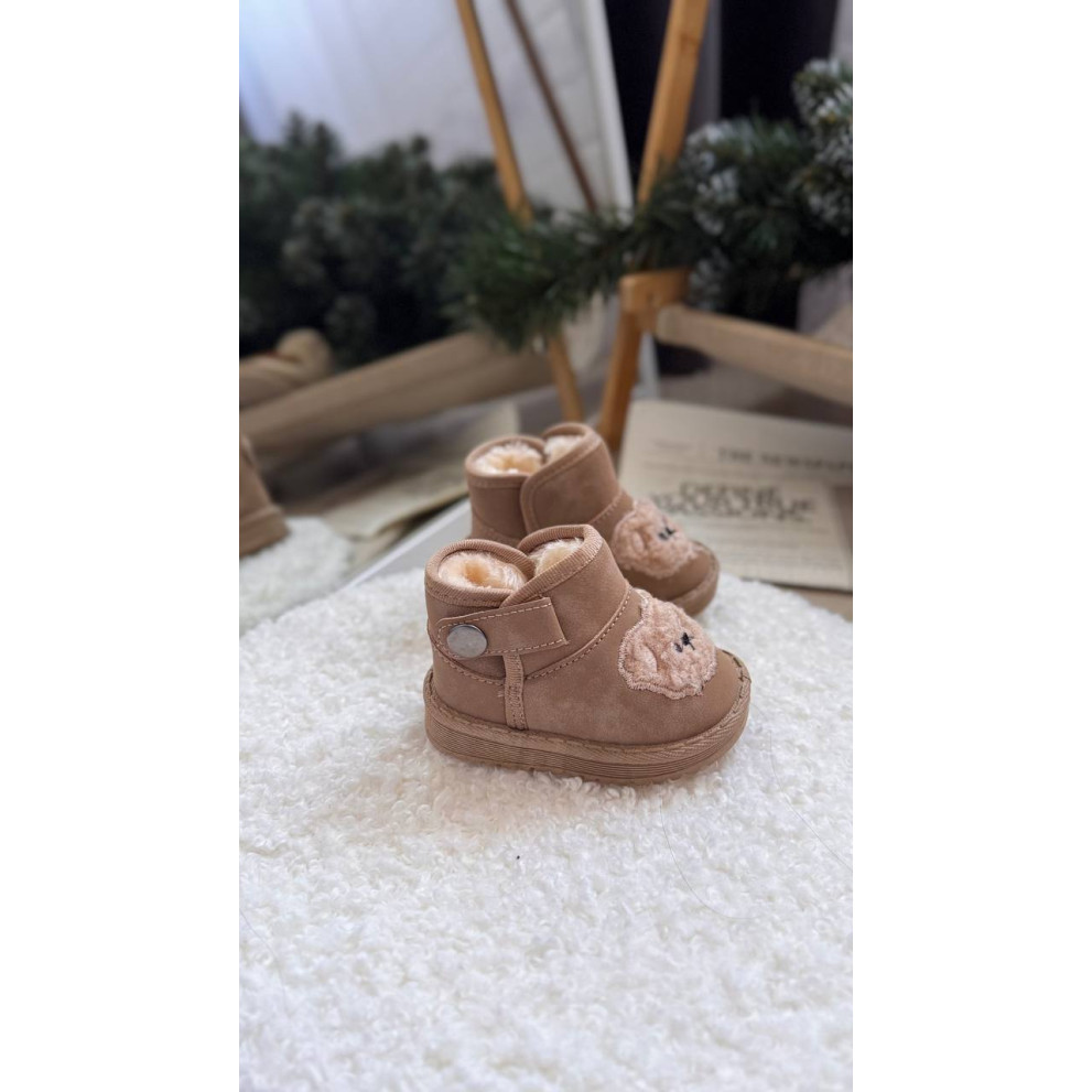 Зимові уггі дитячі з ведмедиком колір коричневий 10961