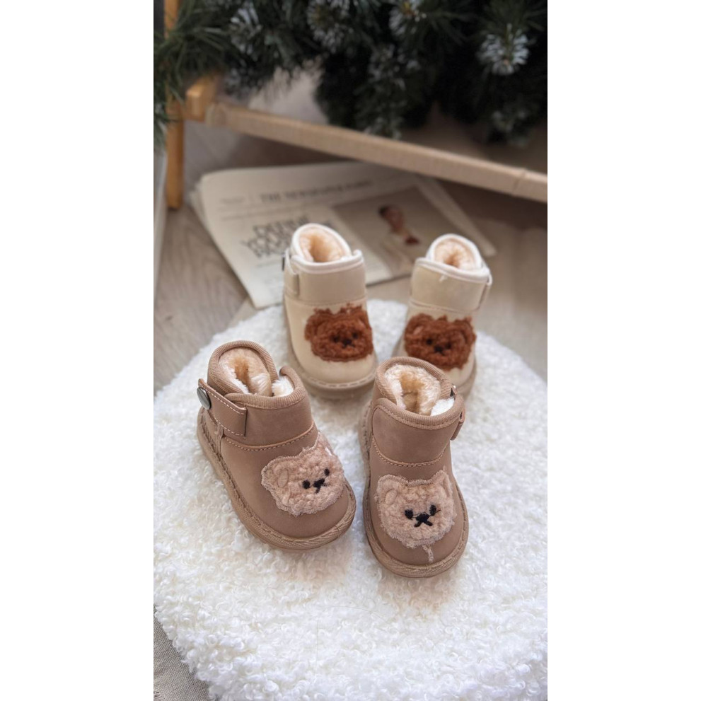 Зимові уггі дитячі з ведмедиком колір коричневий 10961