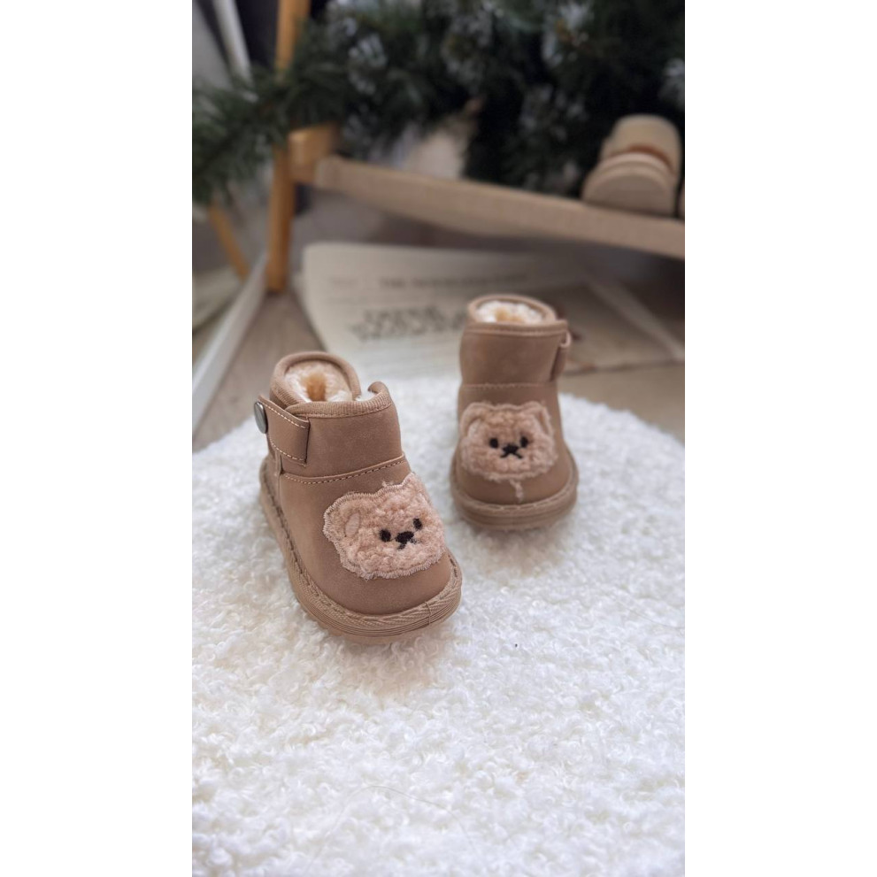 Зимові уггі дитячі з ведмедиком колір коричневий 10961