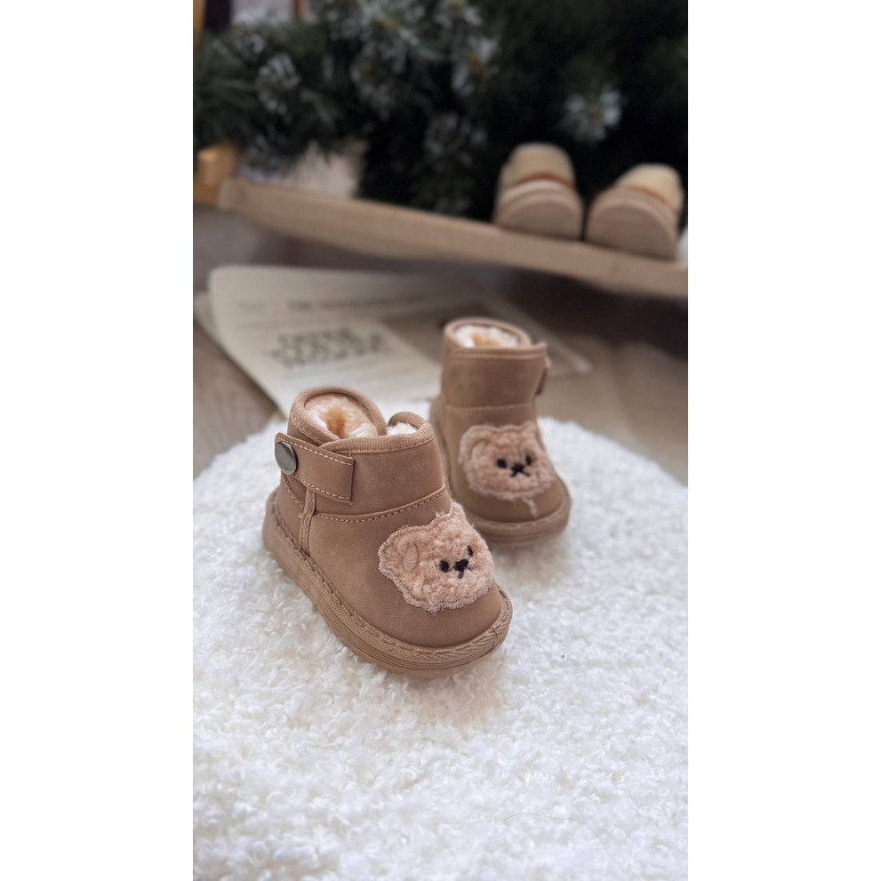 Зимові уггі дитячі з ведмедиком колір коричневий 10961