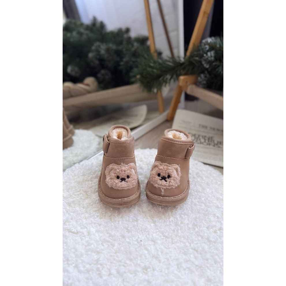 Зимові уггі дитячі з ведмедиком колір коричневий 10961