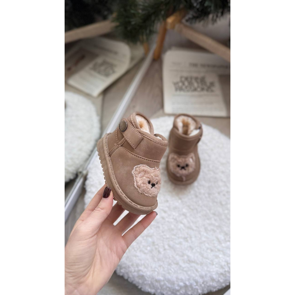 Зимові уггі дитячі з ведмедиком колір коричневий 10961