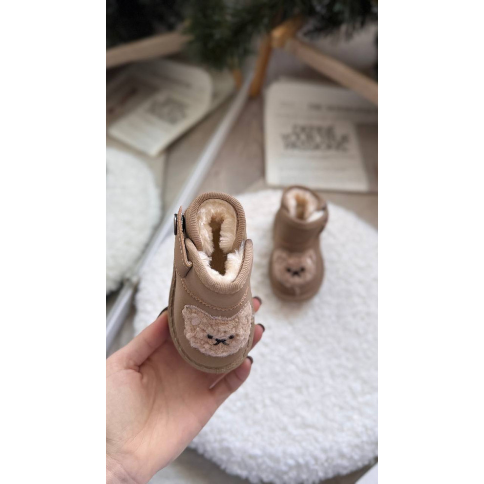 Зимові уггі дитячі з ведмедиком колір коричневий 10961