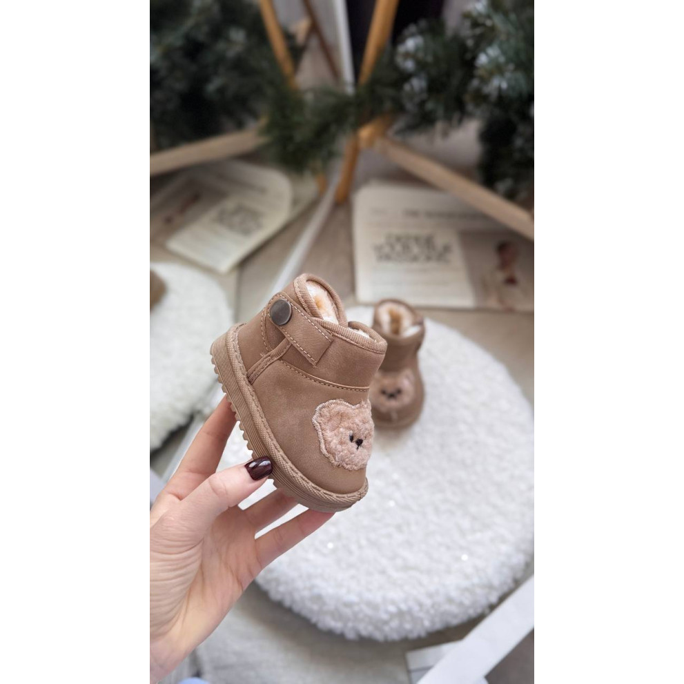 Зимові уггі дитячі з ведмедиком колір коричневий 10961