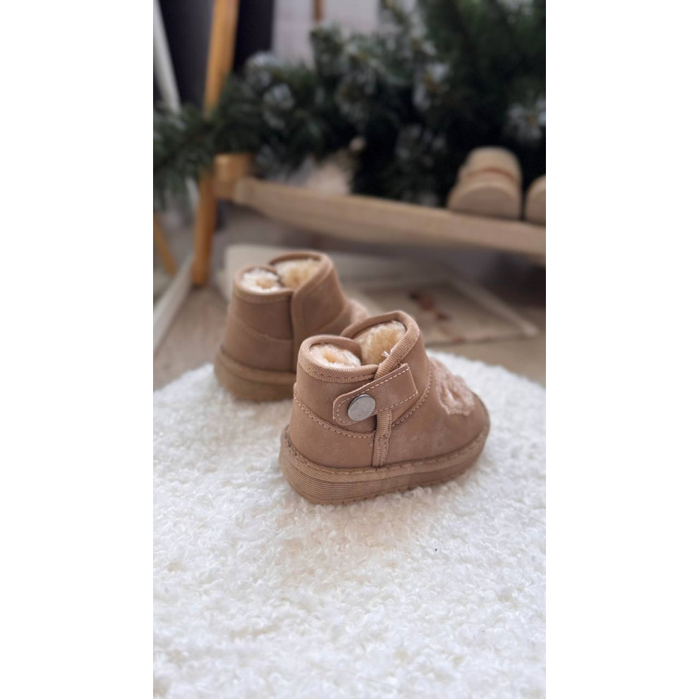 Зимові уггі дитячі з ведмедиком колір коричневий 10961