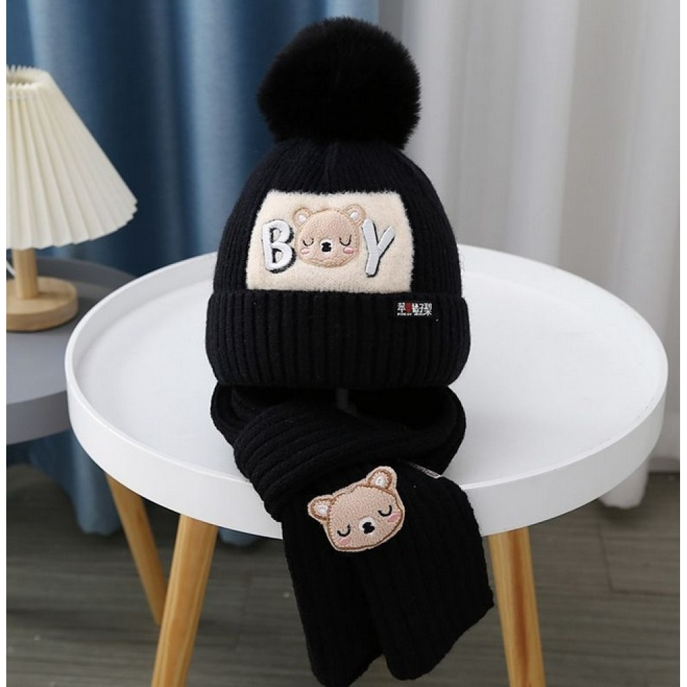 Шапка і шарф комплект зимовий Boy колір чорний 10970