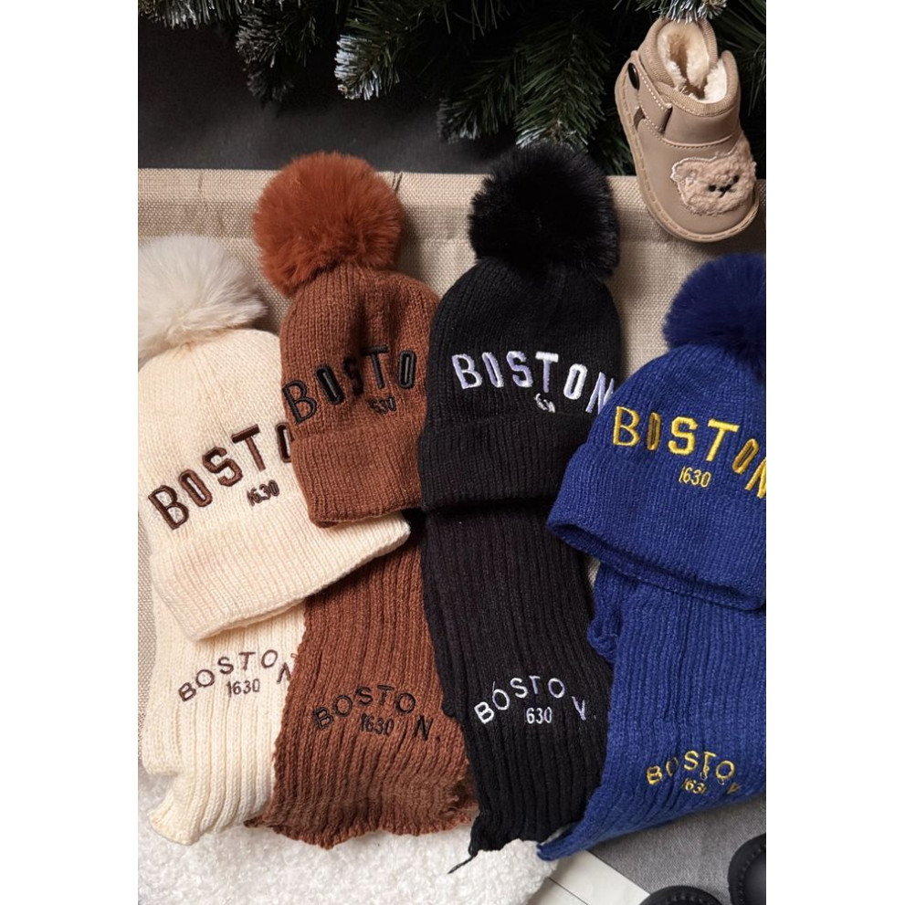 Шапка і шарф комплект зимовий Boston колір коричневий 10977