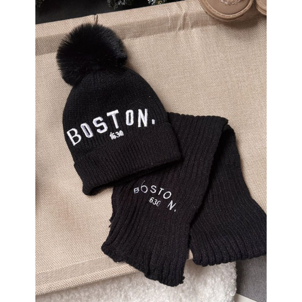 Шапка і шарф комплект зимовий Boston колір чорний 10974