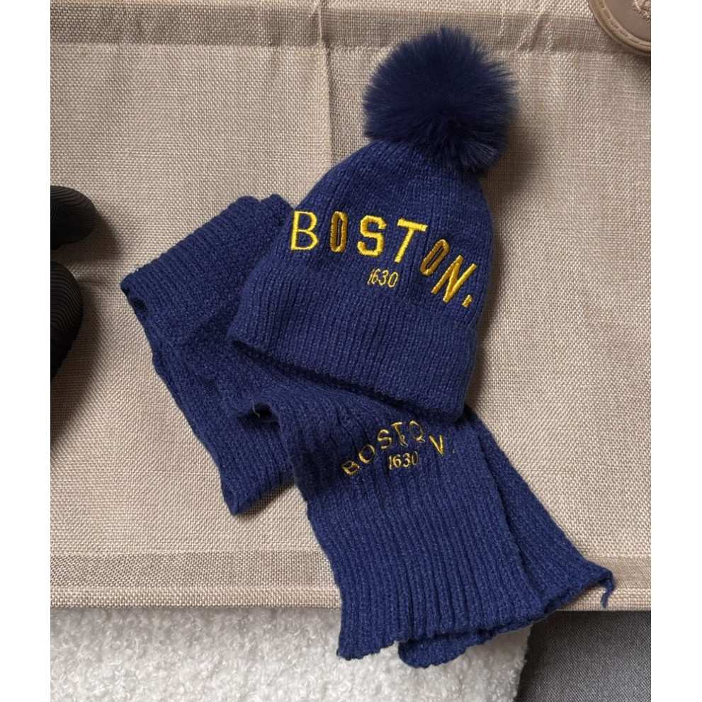 Шапка і шарф комплект зимовий Boston колір синій 10976