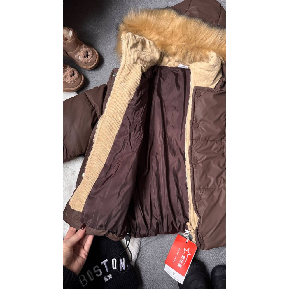 Стильна дитяча куртка для холодної осені та єврозими для хлопчика колір коричневий 10978