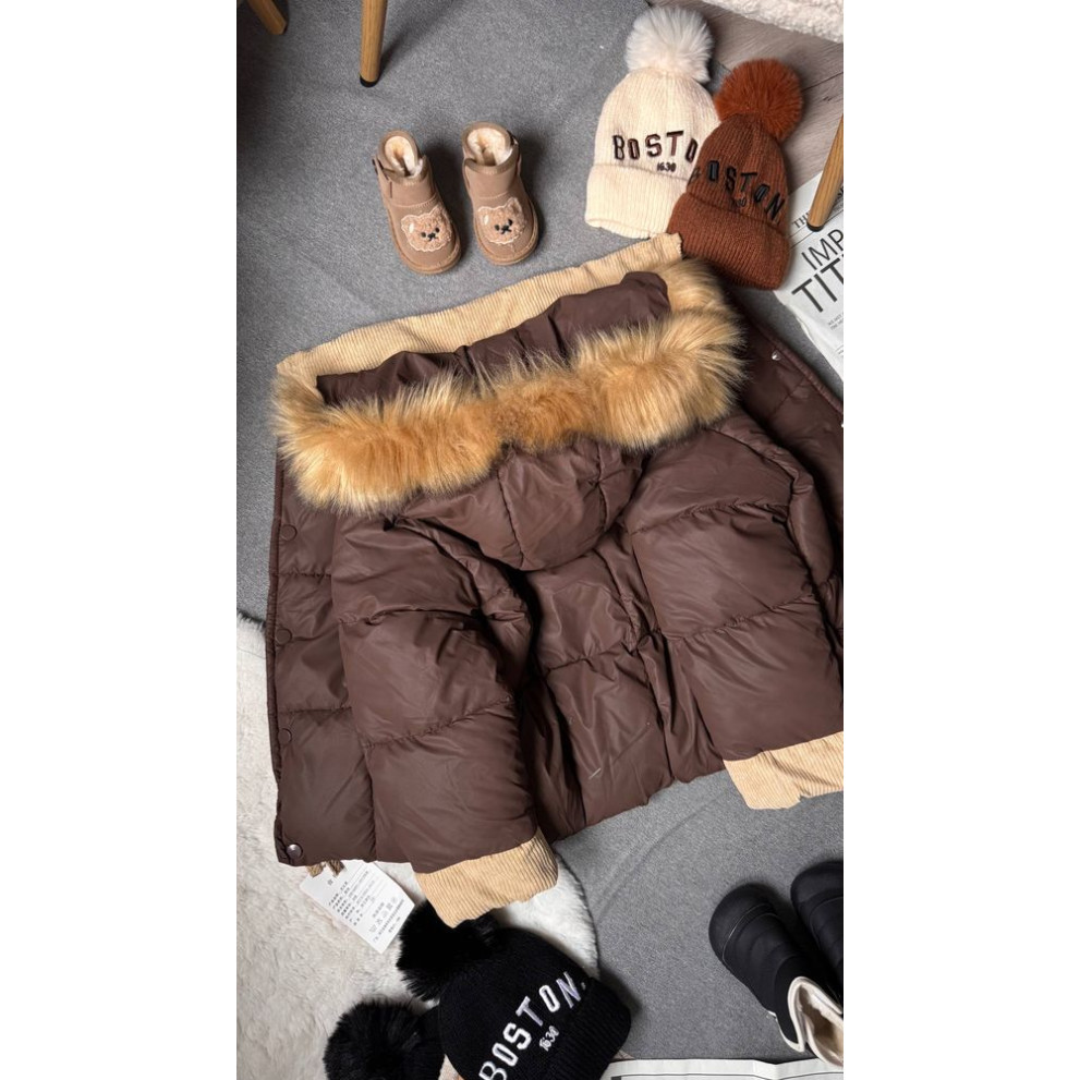 Стильна дитяча куртка для холодної осені та єврозими для хлопчика колір коричневий 10978