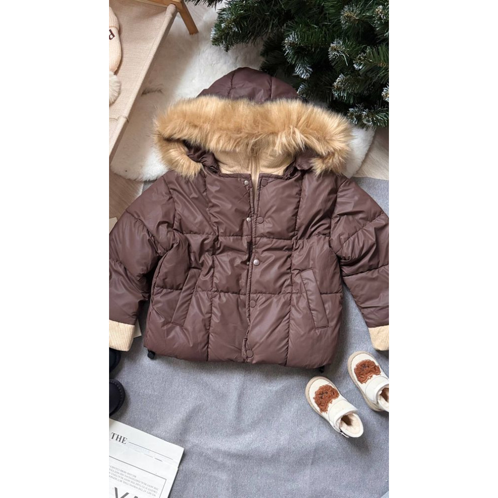 Стильна дитяча куртка для холодної осені та єврозими для хлопчика колір коричневий 10978