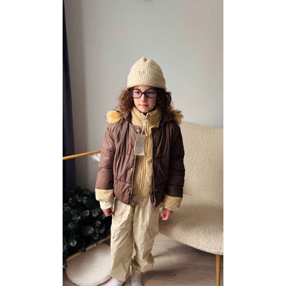 Стильна дитяча куртка для холодної осені та єврозими для хлопчика колір коричневий 10978