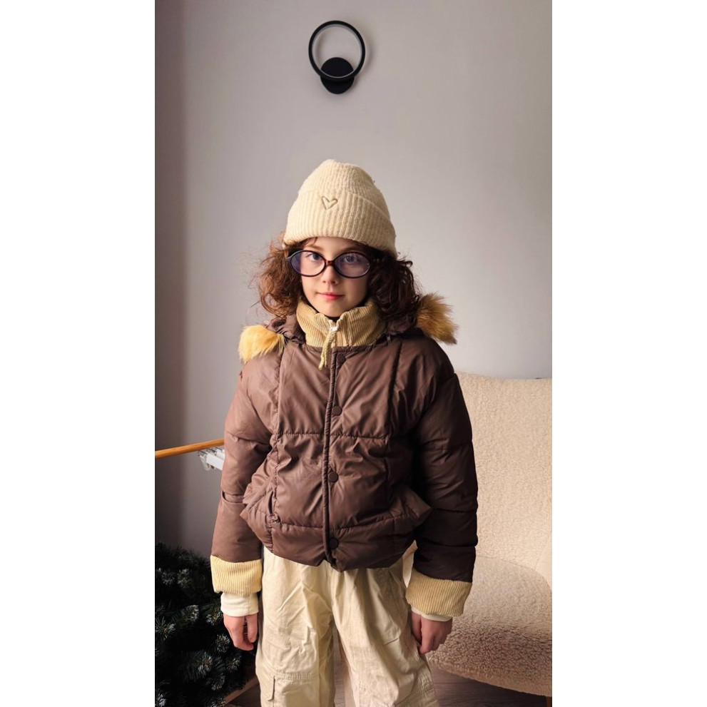 Стильна дитяча куртка для холодної осені та єврозими для хлопчика колір коричневий 10978