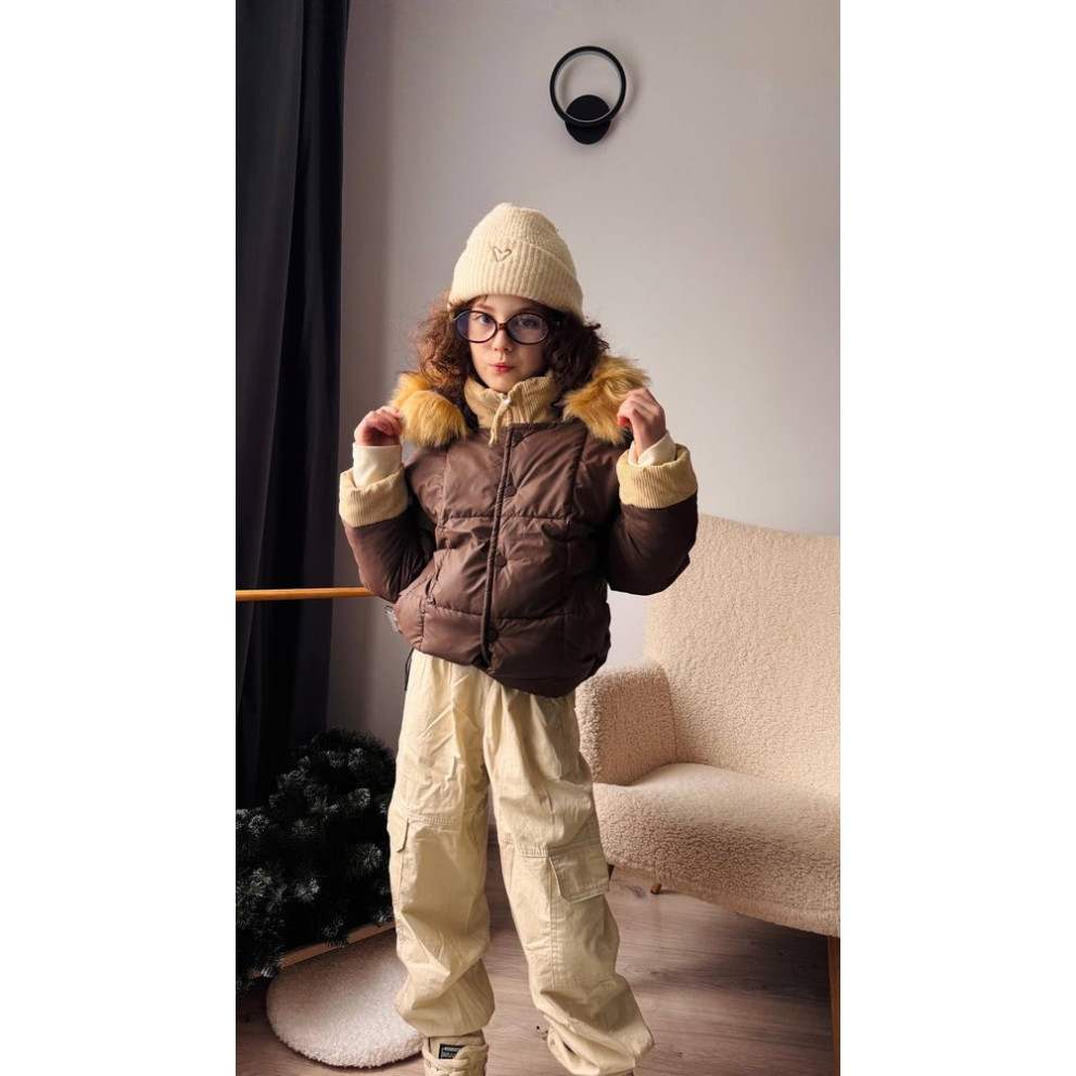 Стильна дитяча куртка для холодної осені та єврозими для хлопчика колір коричневий 10978