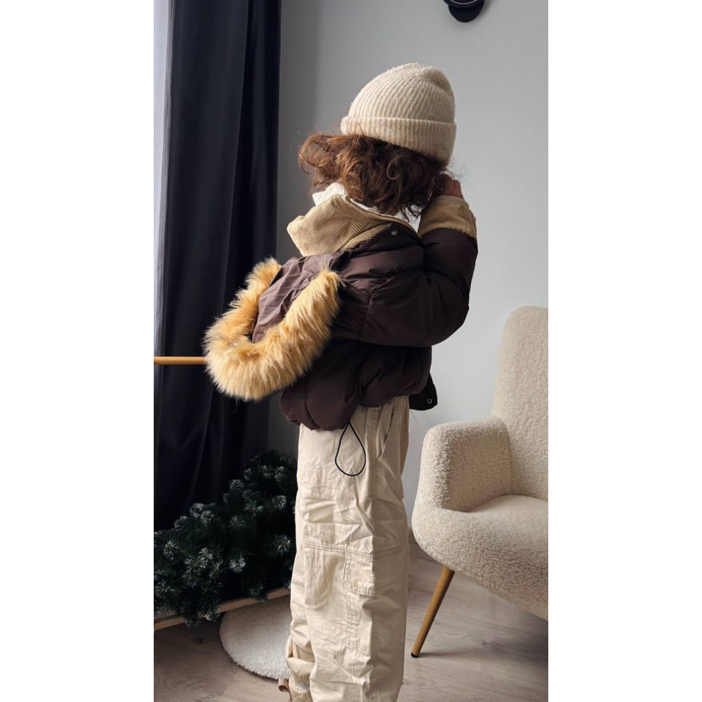 Стильна дитяча куртка для холодної осені та єврозими для хлопчика колір коричневий 10978