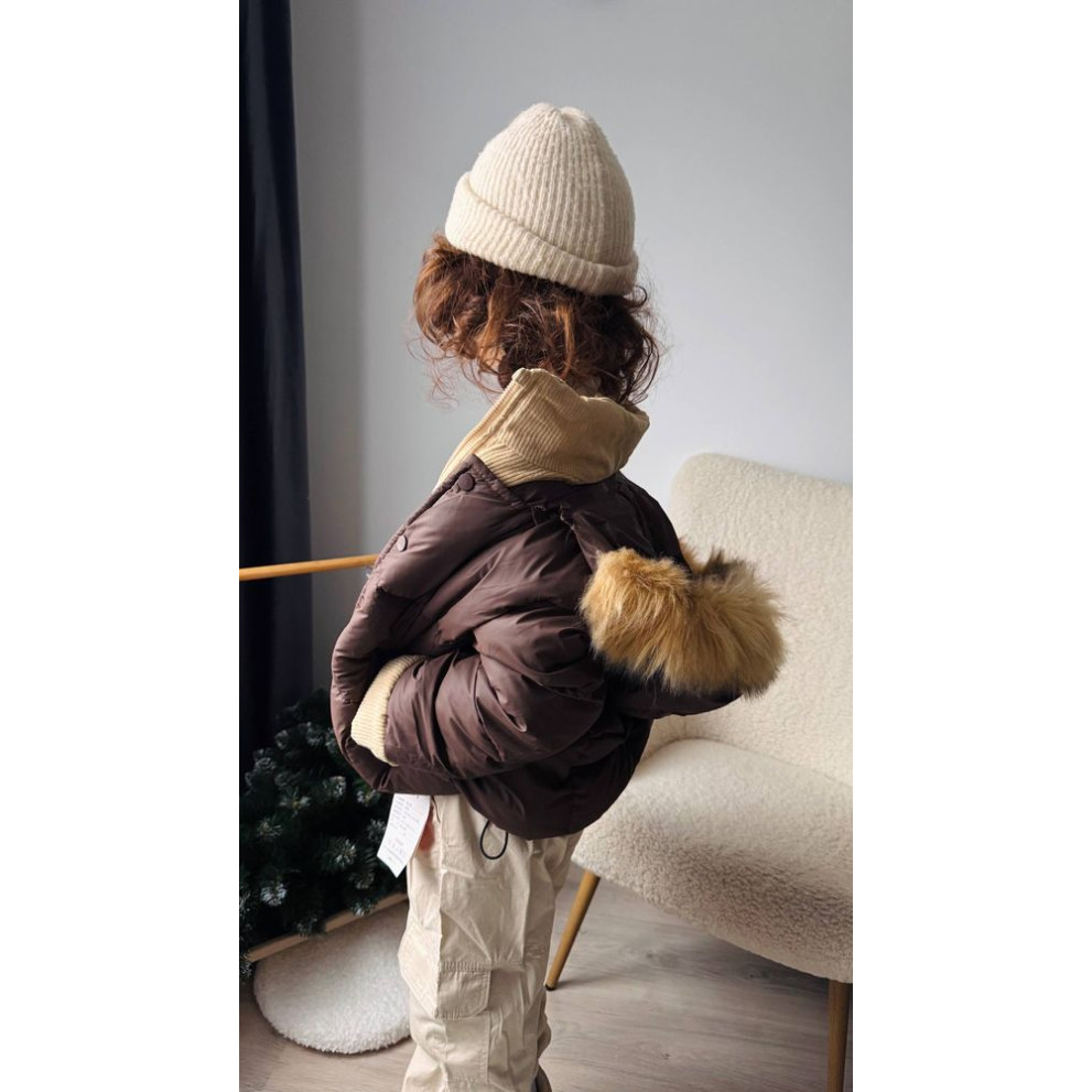 Стильна дитяча куртка для холодної осені та єврозими для хлопчика колір коричневий 10978