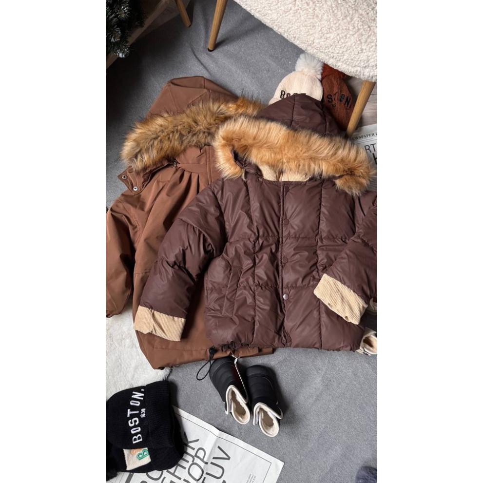 Стильна дитяча куртка для холодної осені та єврозими для хлопчика колір коричневий 10978