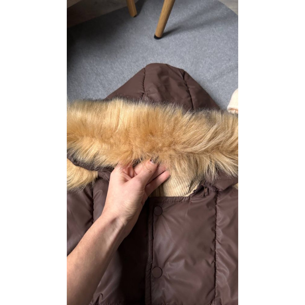 Стильна дитяча куртка для холодної осені та єврозими для хлопчика колір коричневий 10978