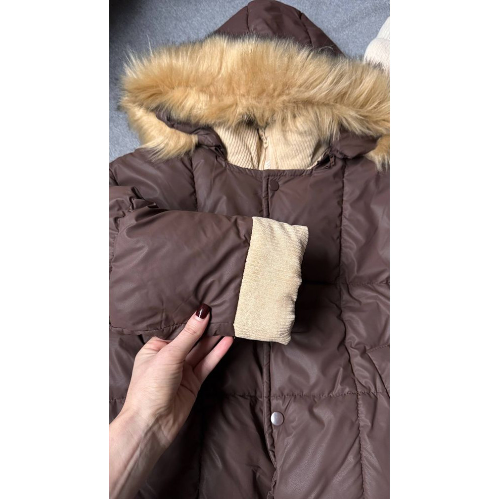 Стильна дитяча куртка для холодної осені та єврозими для хлопчика колір коричневий 10978