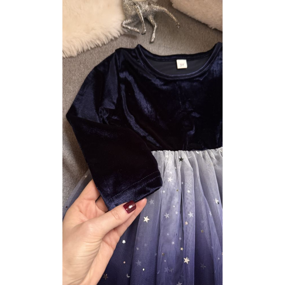 Нарядна сукня для дівчинки  з градієнтом колір синій 10980