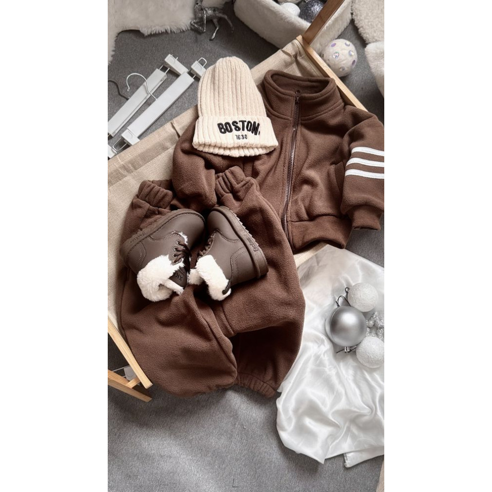 Костюм утеплений спортивний для хлопчика колір коричневий 10984