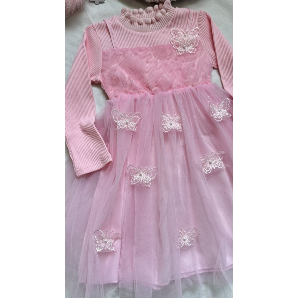 Сукня для дівчинки ніжна з метеликами колір рожевий 10997