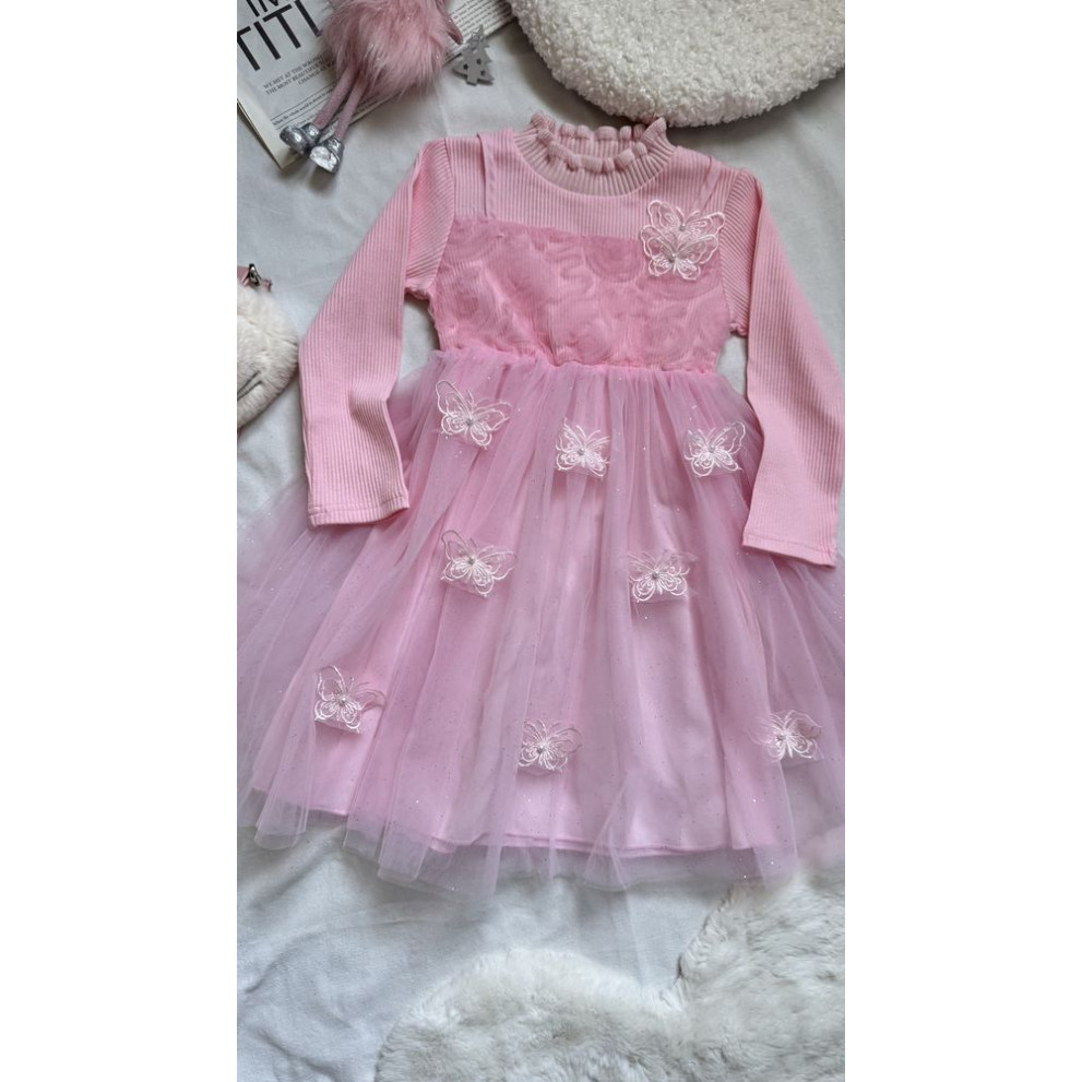 Сукня для дівчинки ніжна з метеликами колір рожевий 10997