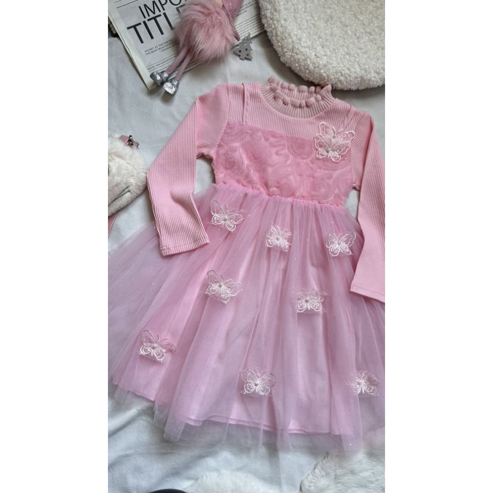 Сукня для дівчинки ніжна з метеликами колір рожевий 10997