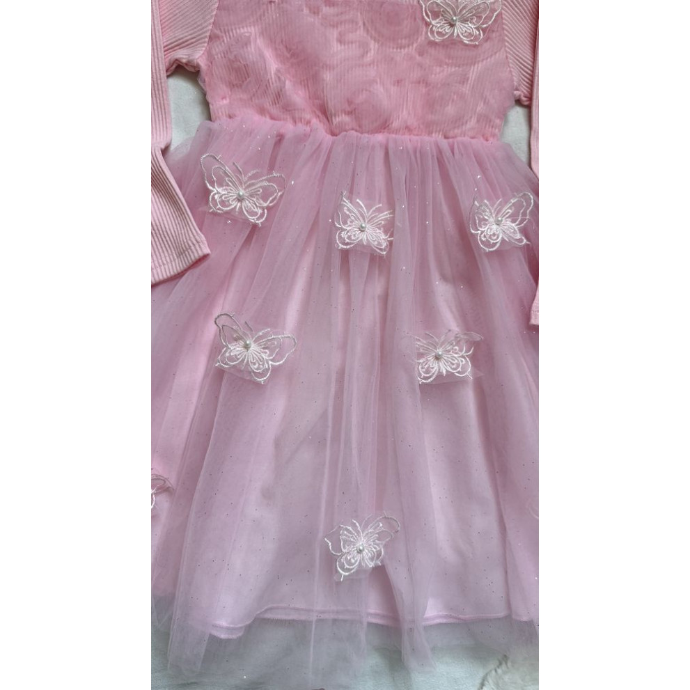 Сукня для дівчинки ніжна з метеликами колір рожевий 10997