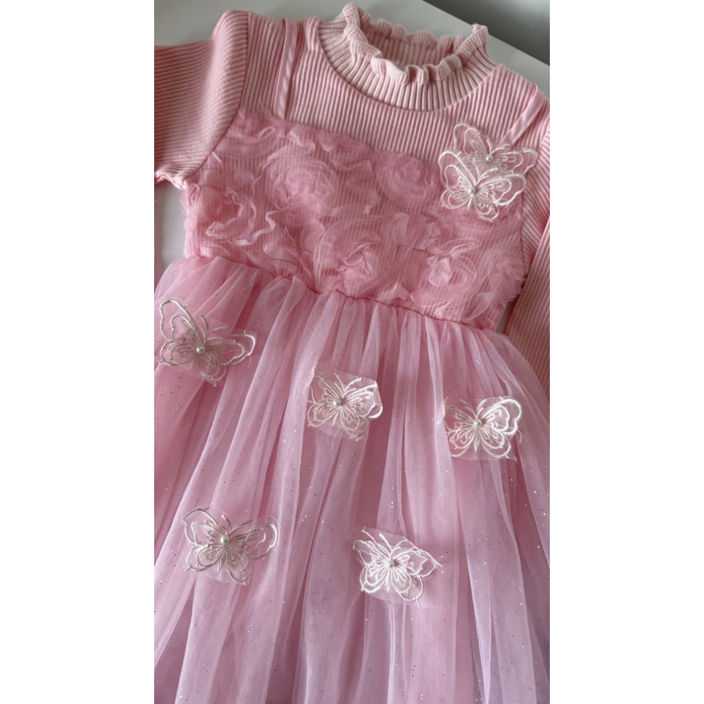 Сукня для дівчинки ніжна з метеликами колір рожевий 10997